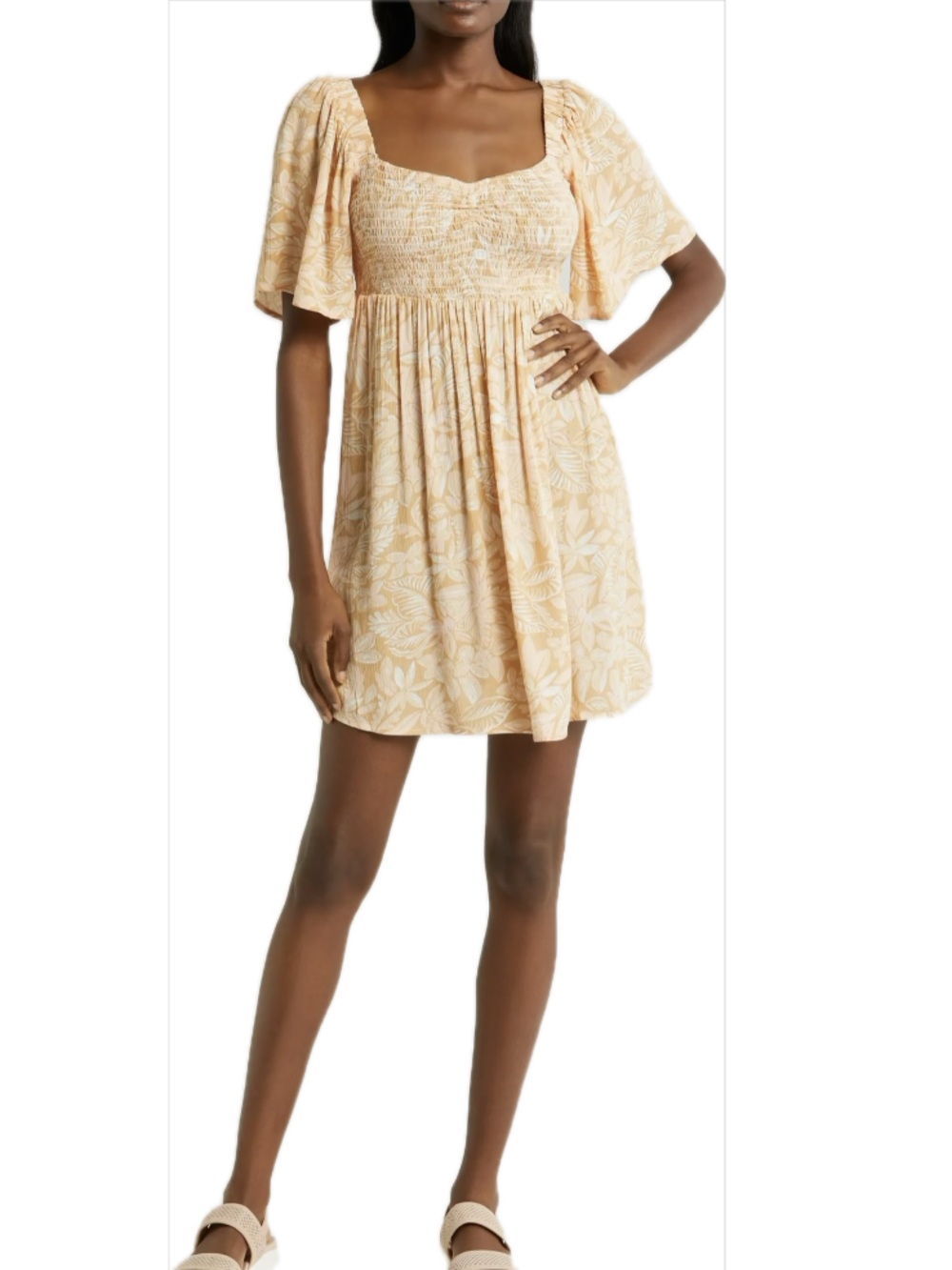 Roxy Golden Dawn Floral Peach Mini Dress Size Medium